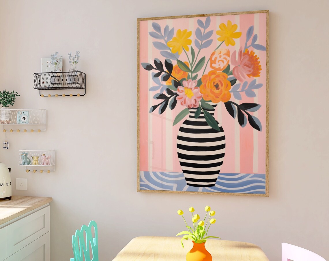 Funky Retro Flower Art Print, Matisse Inspired - Image 3