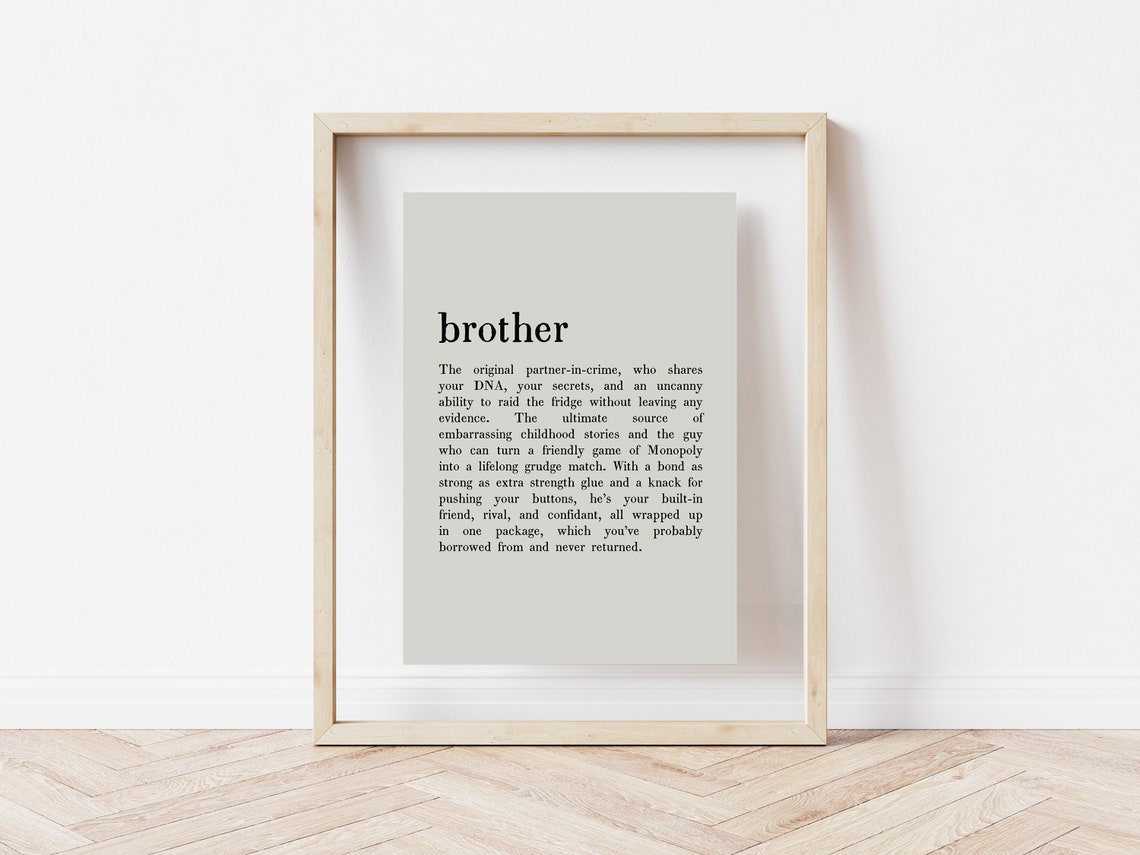 Brother Funny Dictionary Definition Minimalist Text Gift Poster - Image 5