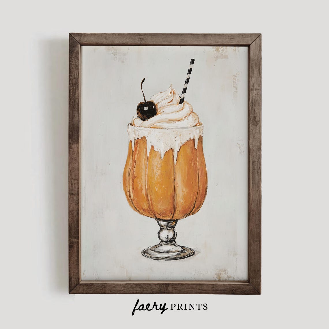 Pumpkin Spice Milkshake with Whipped Cream Fall Dessert Art Poster - Image 3
