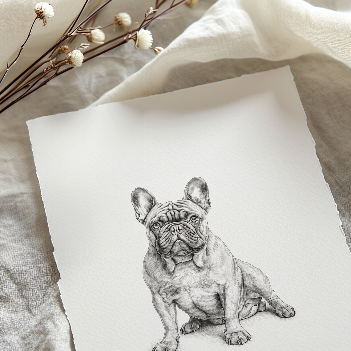 French Bulldog Sketch Art Print, Pet Drawing - Image 5