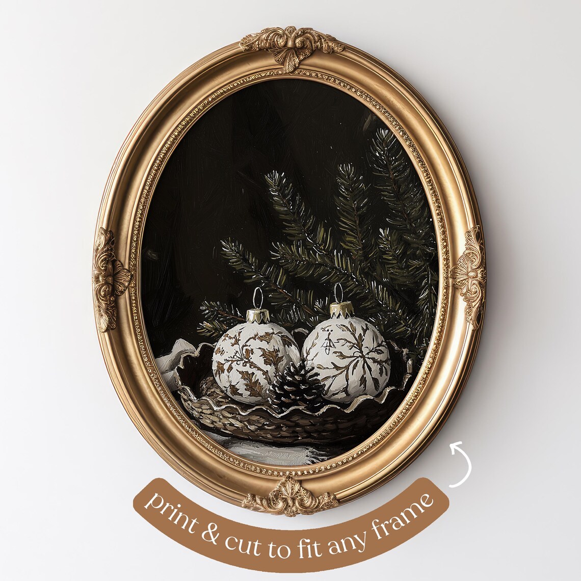 Rustic Ornament Print, Vintage Christmas Wall Art - Image 3