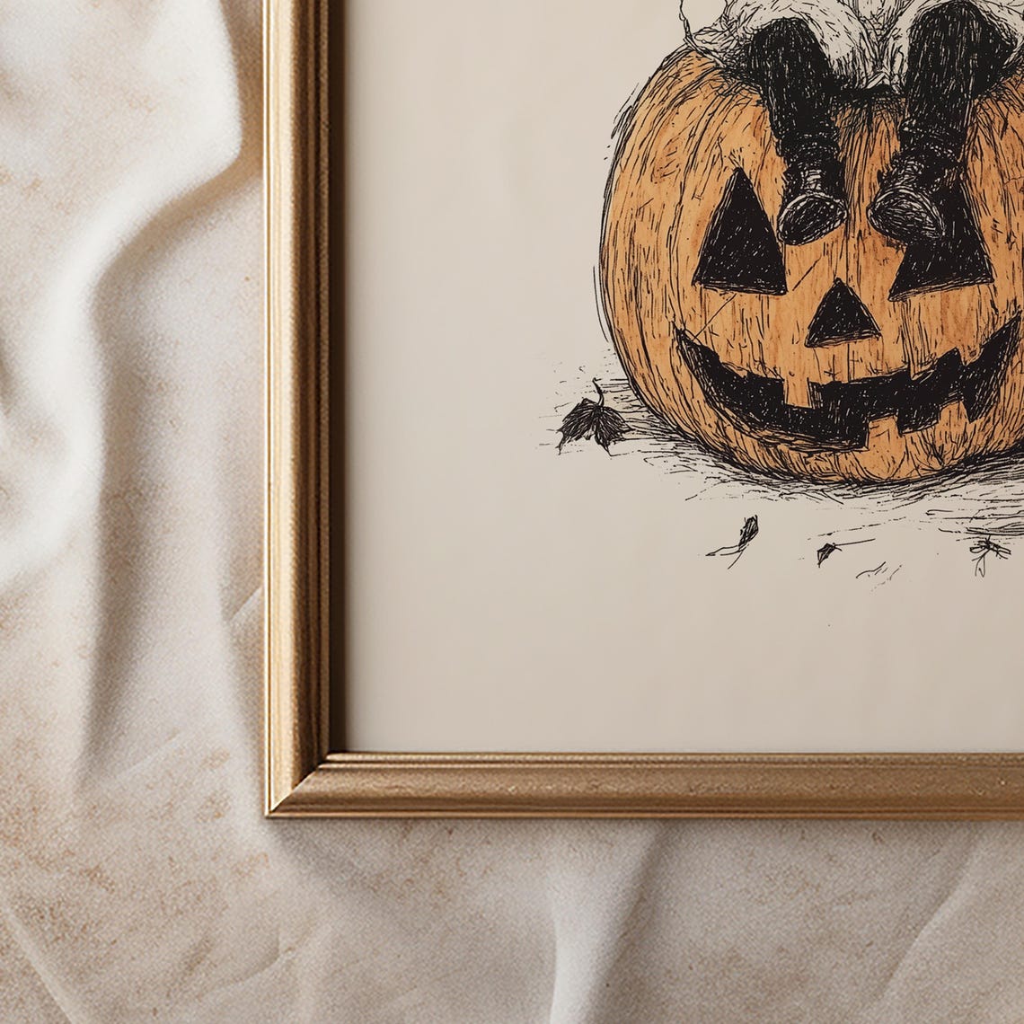 Ghost Sitting On Pumpkin Print Halloween Wall Art Cute Ghost Illustration Minimalist Spooky Decor 973 - Image 2