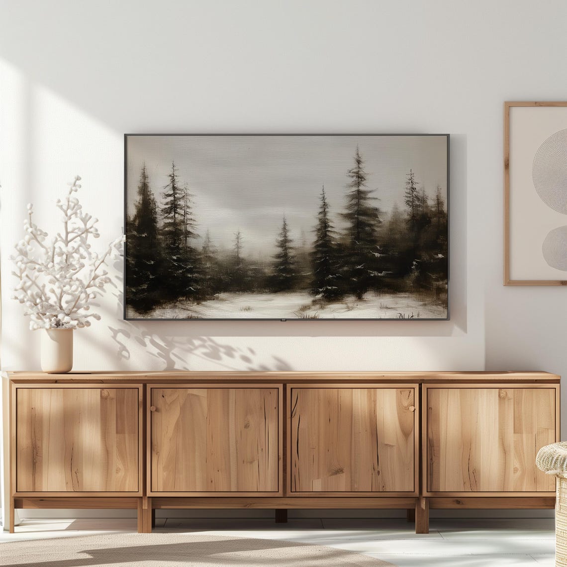 Misty Pine Forest Winter Landscape Samsung Frame TV Display Art Poster - Image 2