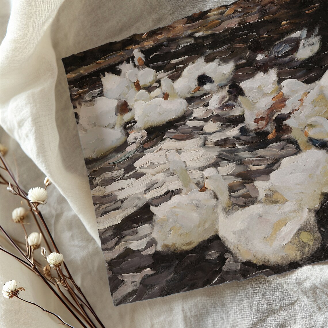 Ducks In A Pond Vintage Farmhouse Art Print - Image 2