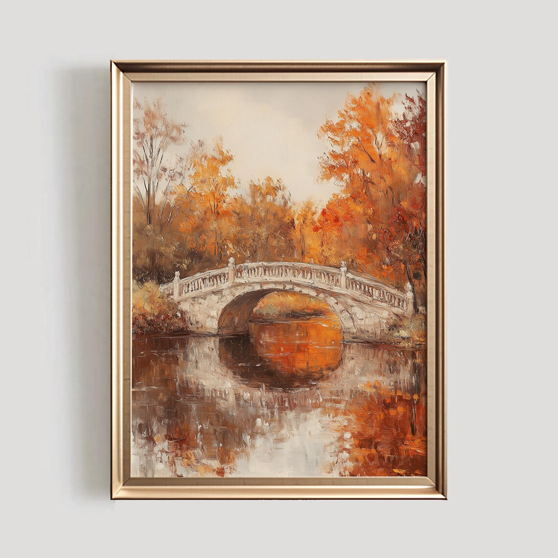 Autumn Bridge Print, Thanksgiving Decor Wall Art