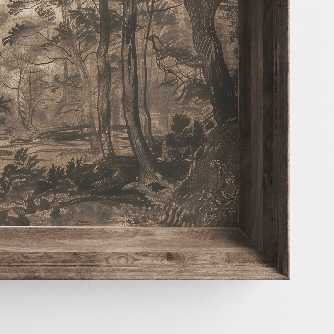 Moody Antique Landscape Art Print, Vintage Woodland - Image 3