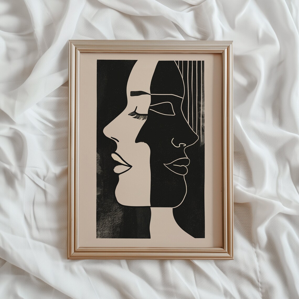 Mid-Century Abstract Woman Profile Line Art Print
