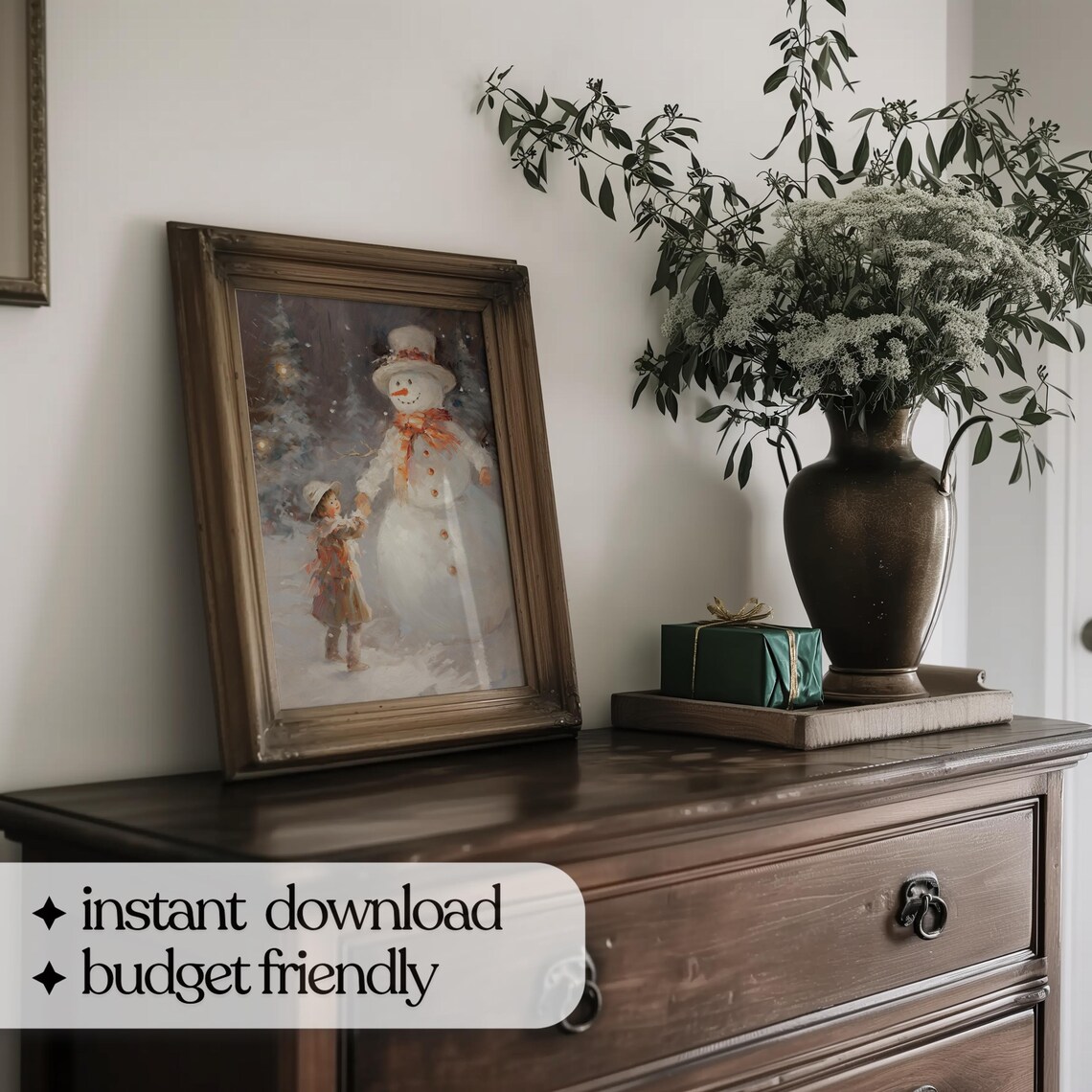Vintage Snowman Winter Art Print, Holiday Decor - Image 5