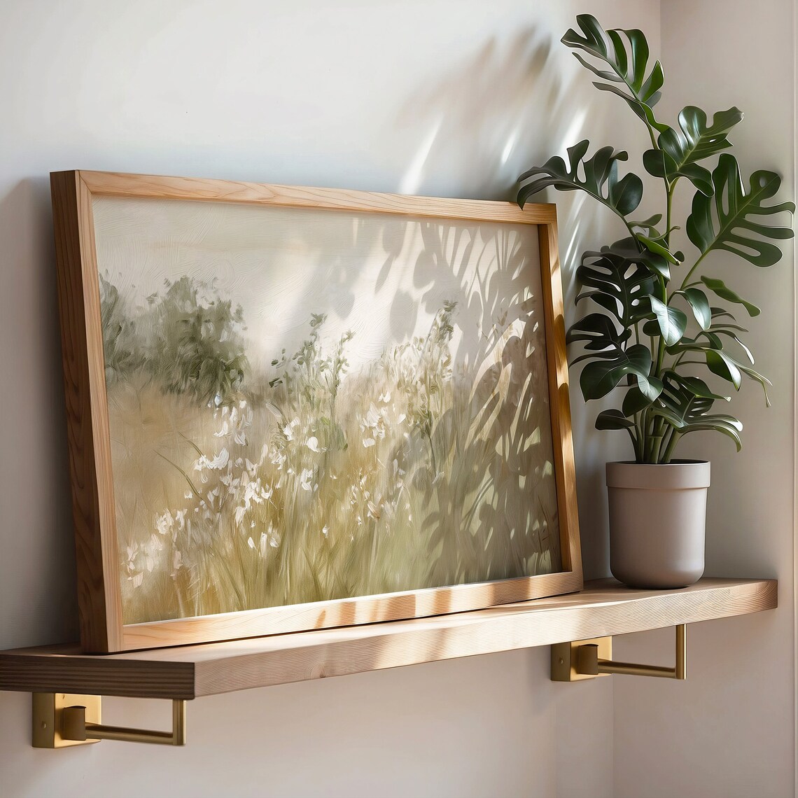Wildflower Meadow Vintage Landscape Art Print - Image 2