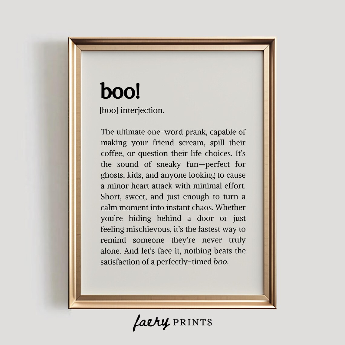 Boo Definition Interjection Funny Dictionary Typography Halloween Poster