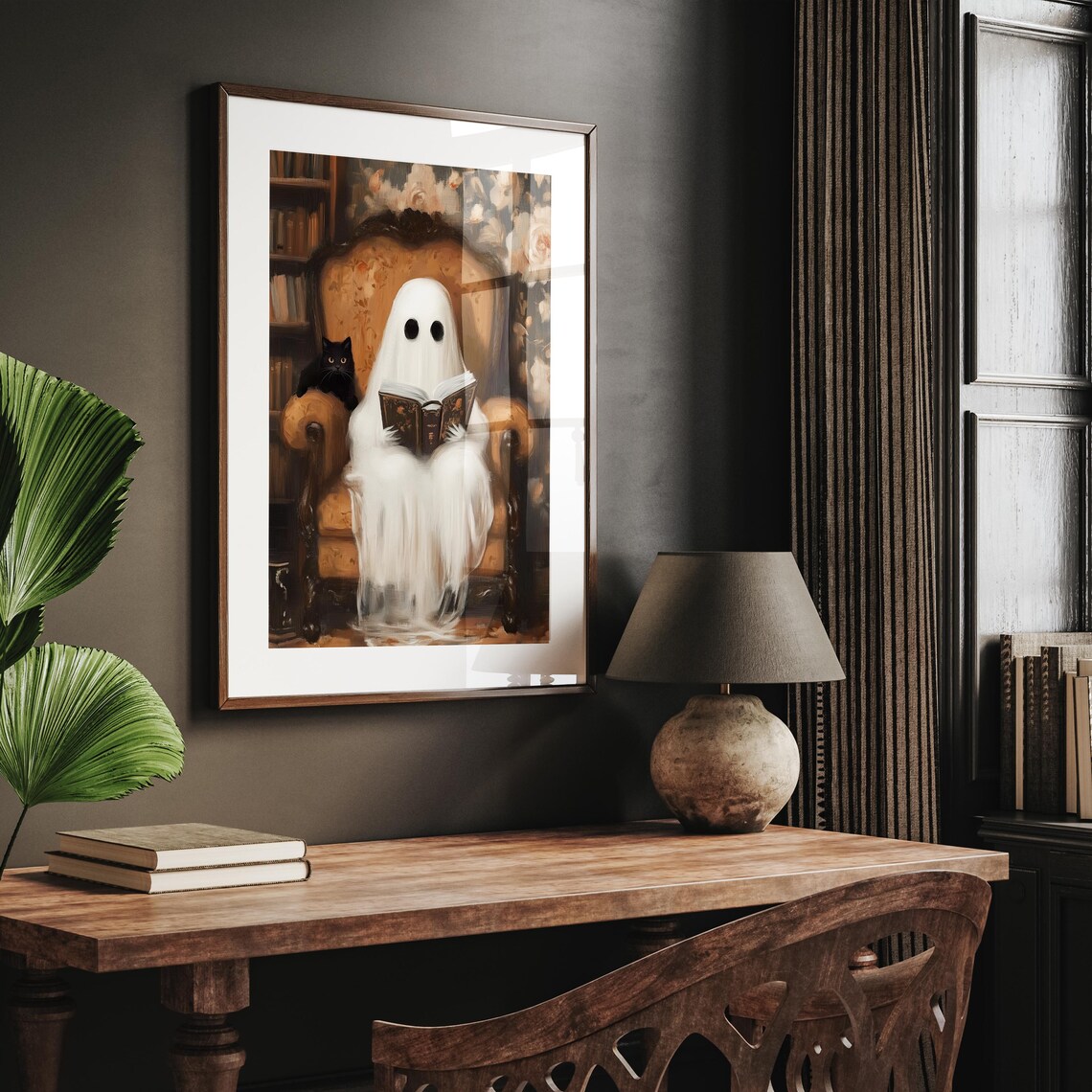Library Ghost Halloween Dark Academia Art Print - Image 3