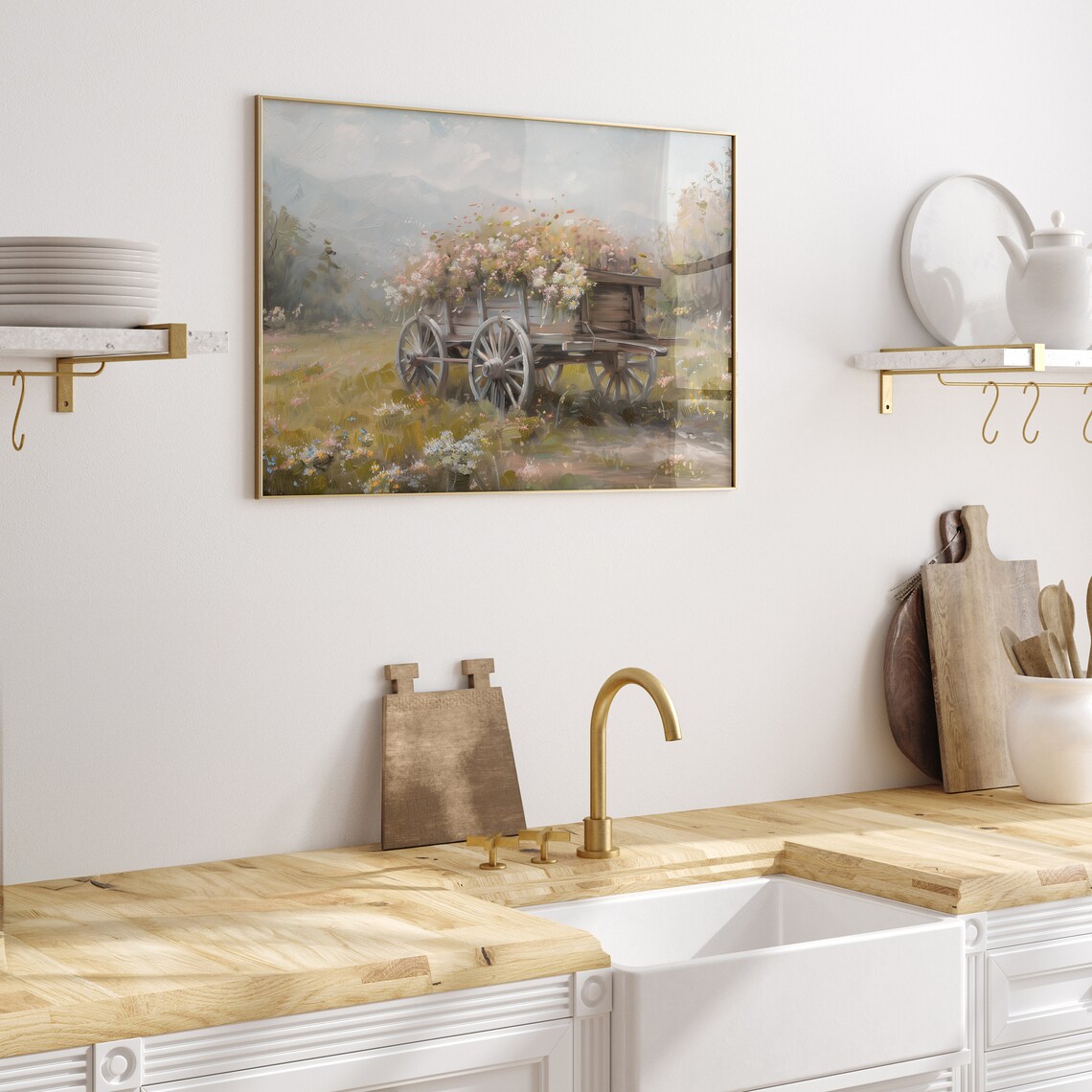 Wildflower Spring Wagon Art Print, Farmhouse Decor - Image 3