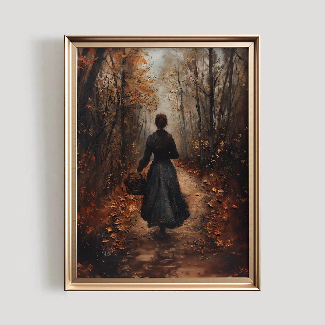Rustic Fall Print, Vintage Style Autumn Forest Art