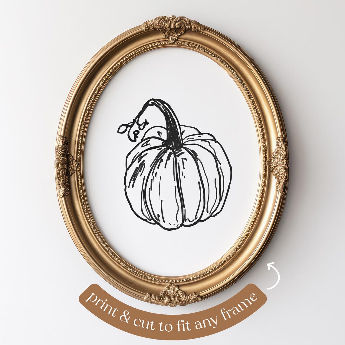 Pumpkin Line Art Print Halloween Wall Art Cute Pumpkin Decor Line Art Drawing Minimalistic Fall 1026 - Image 4