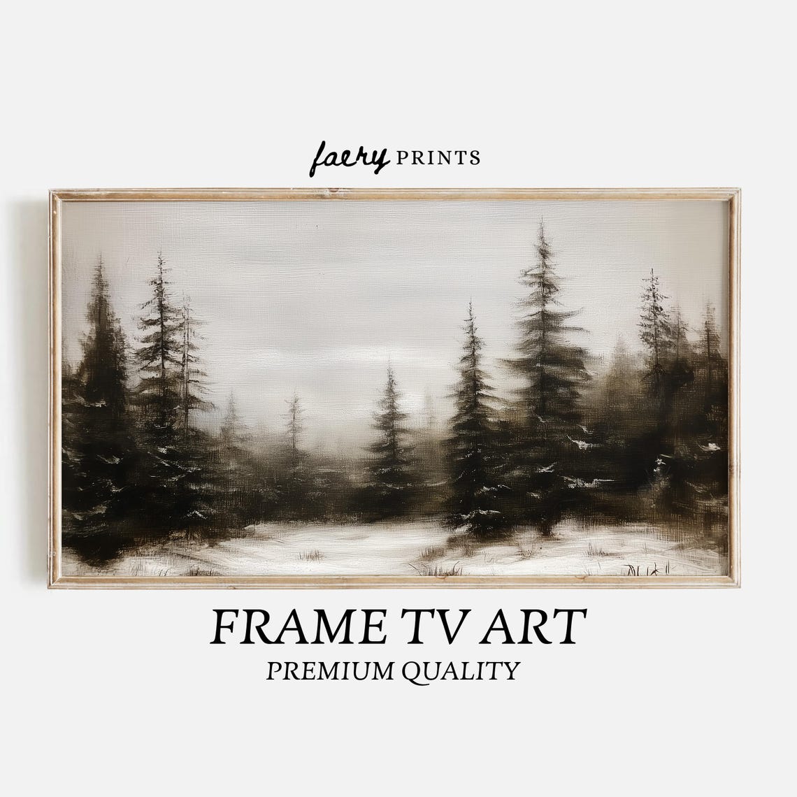 Misty Pine Forest Winter Landscape Samsung Frame TV Display Art Poster