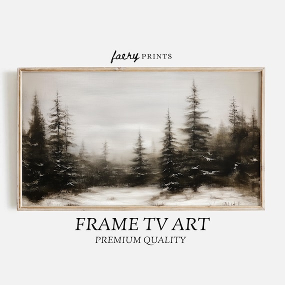 Misty Pine Forest Winter Landscape Samsung Frame TV Display Art Poster
