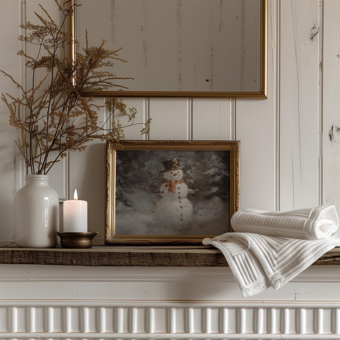 Snowman Vintage Winter Art Print, Festive Wall Art - Image 4