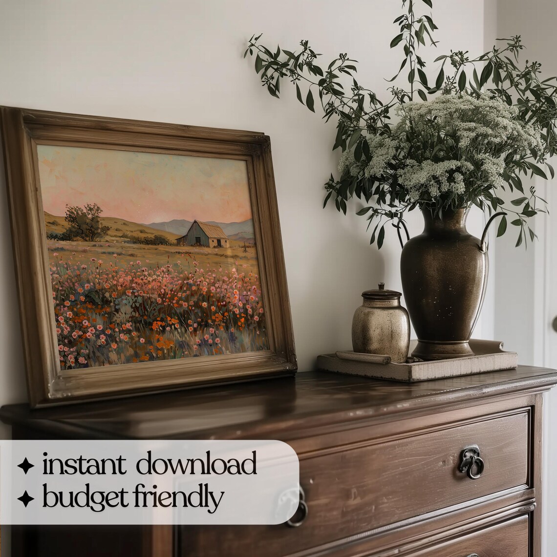 Fall Landscape Art Print, Pink Farmhouse Decor - Image 5