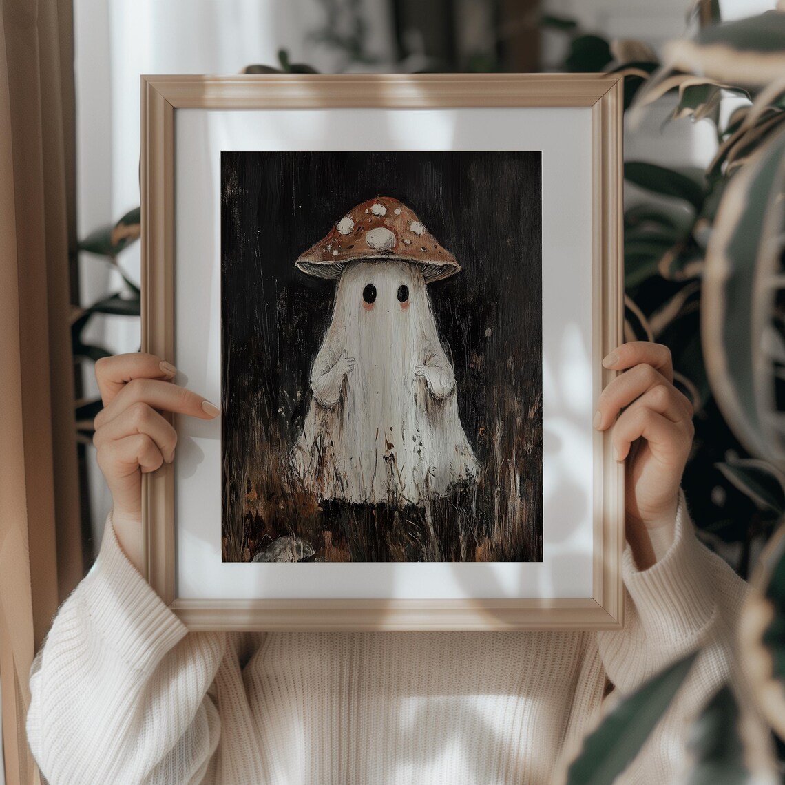 Mushroom Ghost Print, Cute Spooky Halloween Art Print - Image 3