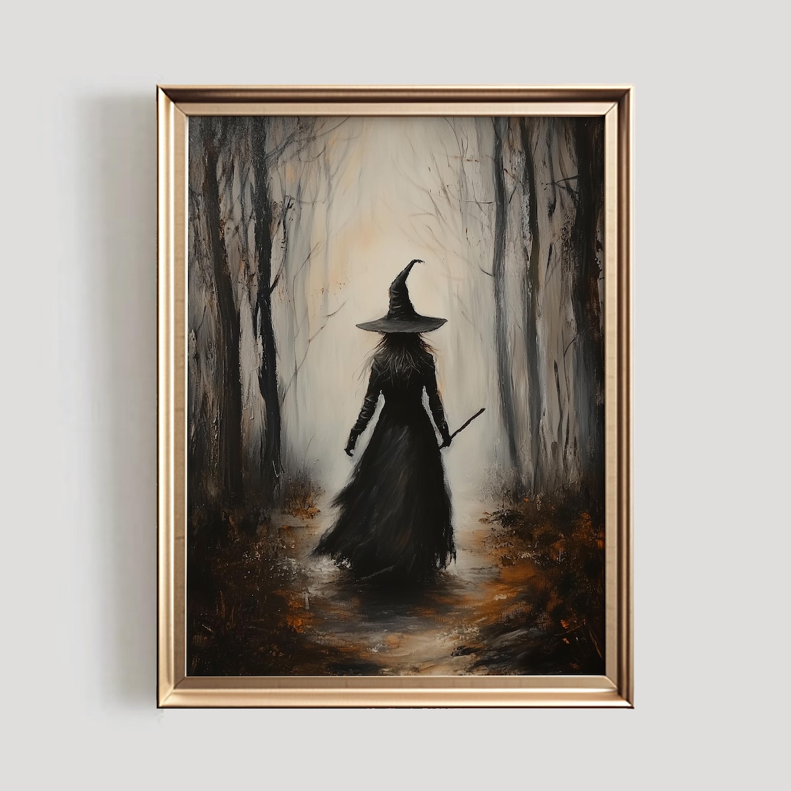Vintage Witch Wall Art, Halloween Decor Print