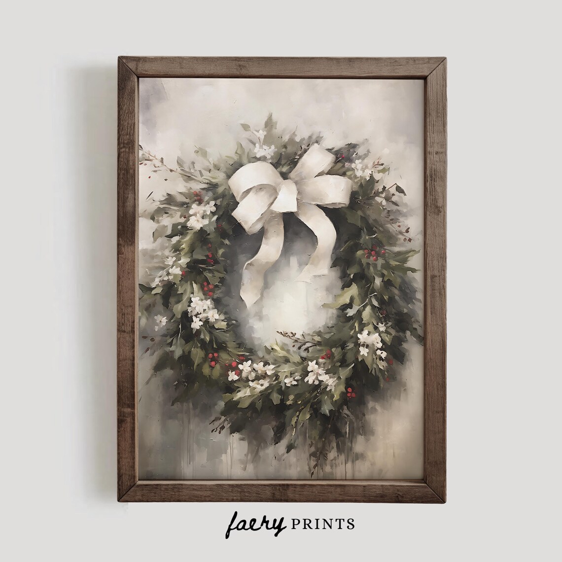 Holiday Wreath Vintage Christmas Art Print - Image 2