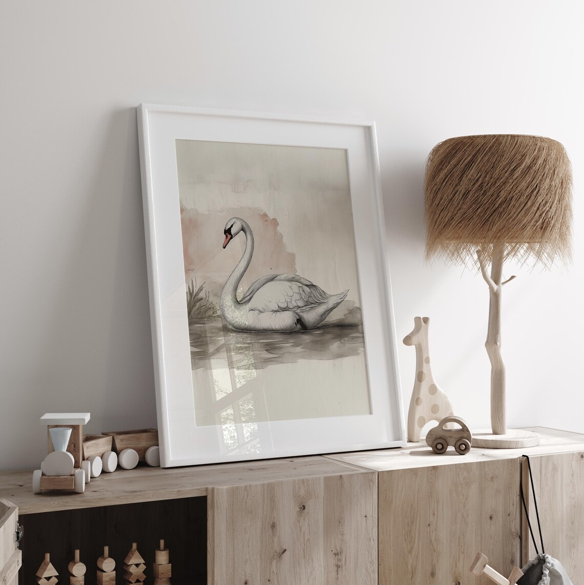 Swan Watercolor Art Print, Elegant Bird Illustration