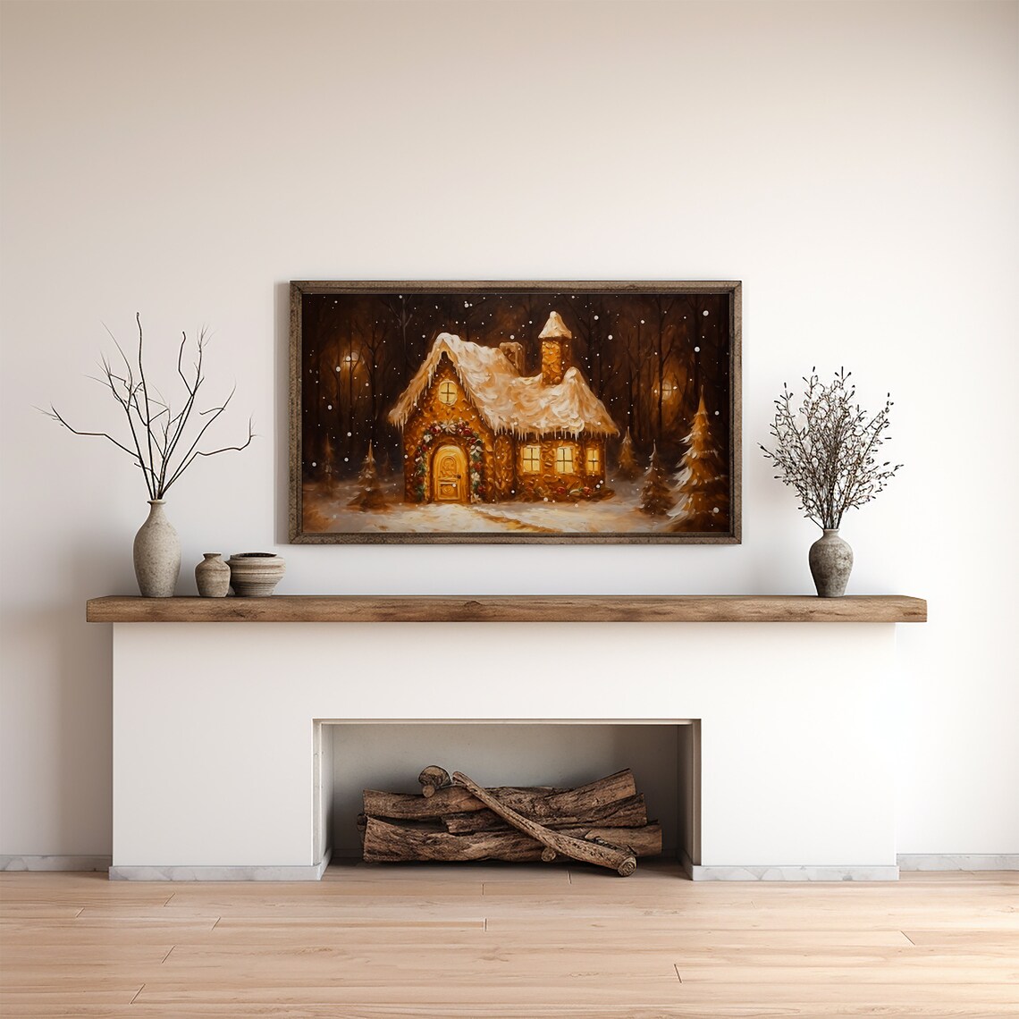 Gingerbread House Christmas TV Art Poster