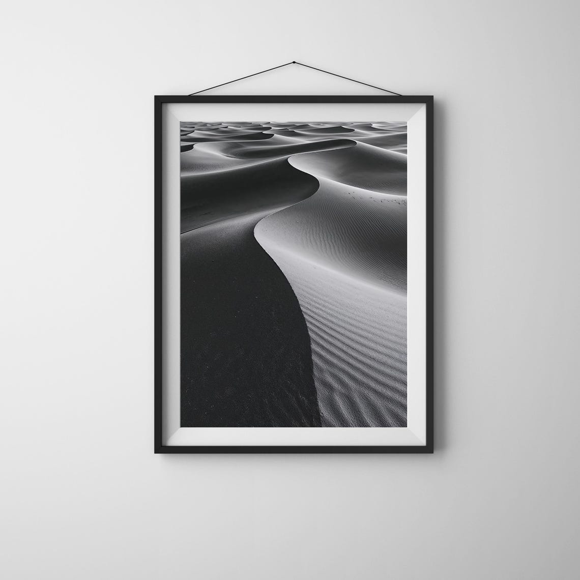 Black And White Desert Dunes Wall Art Minimalist Monochrome Sand Print Abstract Landscape Photography
