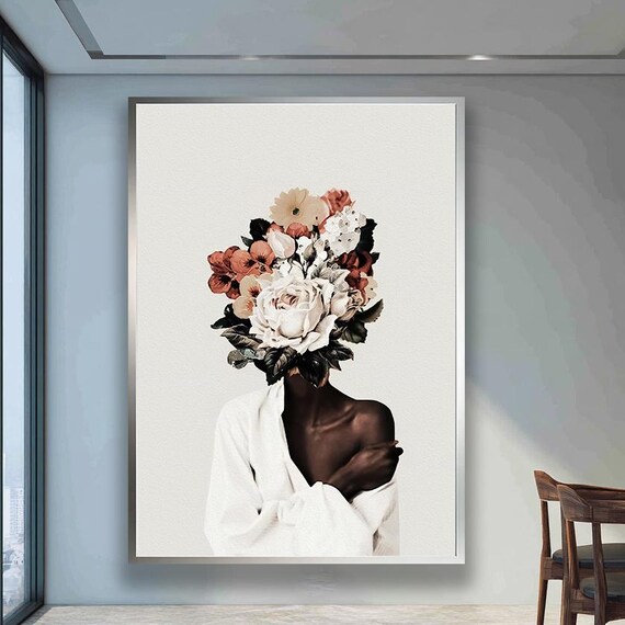 Elegant Woman With Blooming Floral Head Botanical Portrait Poster
