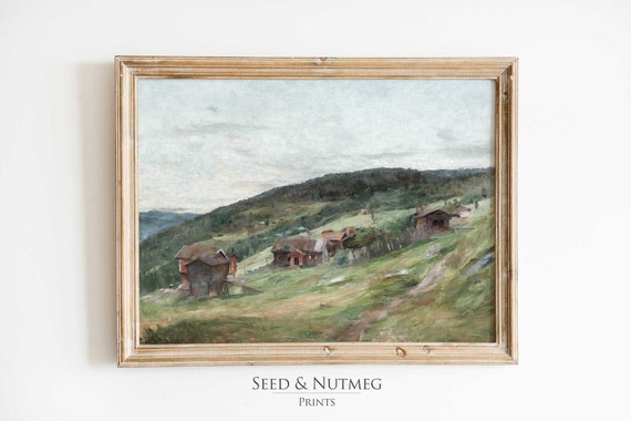 Vintage Farmhouse Wall Decor Landscape Painting Country Art Print 308
