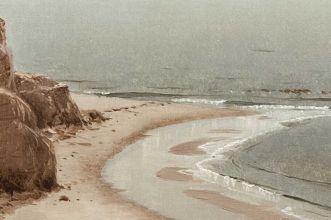 Rocky Coastal Shoreline Sepia Vintage Beach Landscape Poster - Image 2