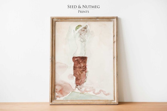 Nude Wall Art Woman Dressing Bathroom Muted Neutral Wall Art Vintage Minimalist Painting Wall Art Prints 190