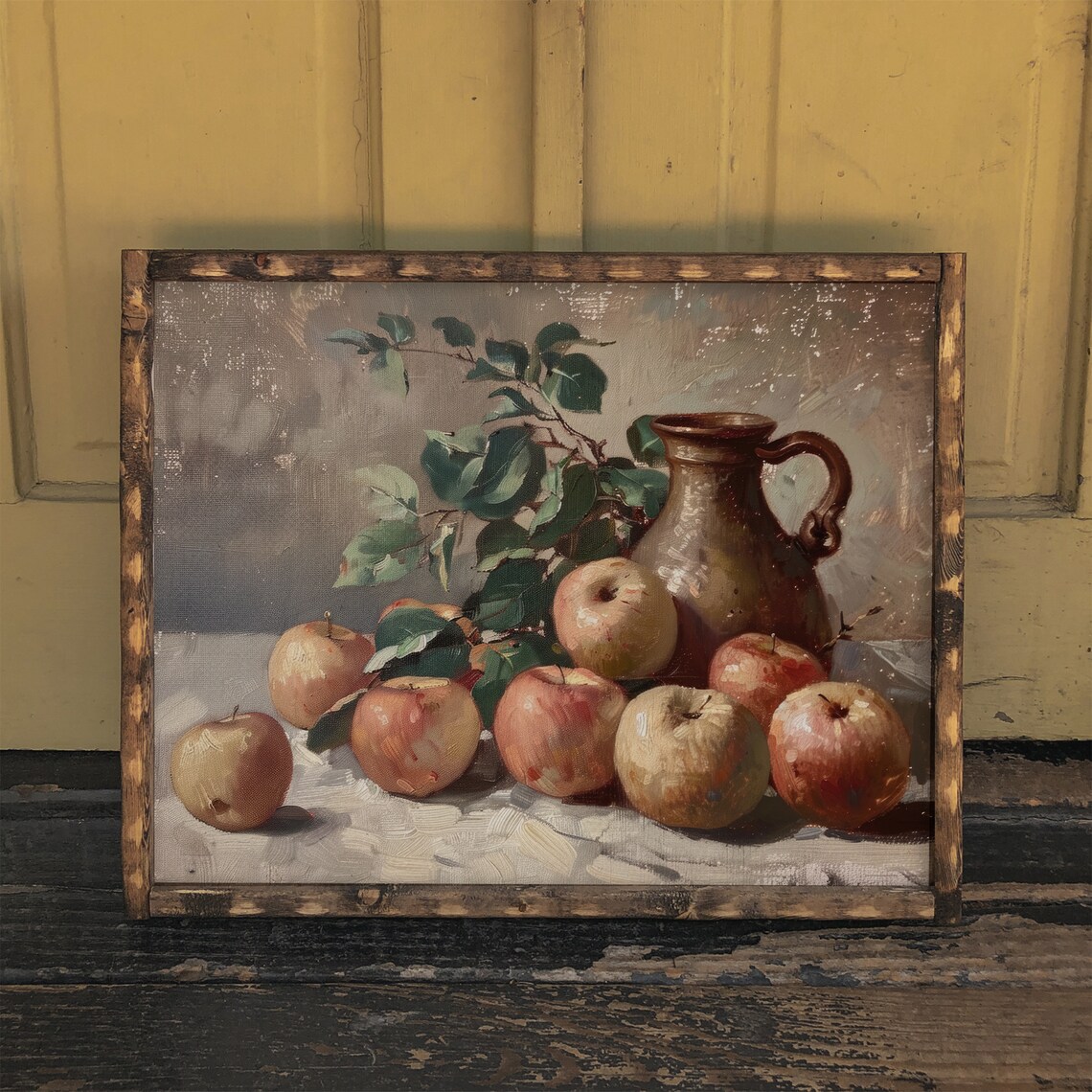 Apples And Jug Vintage Style Still Life Painting - Image 2