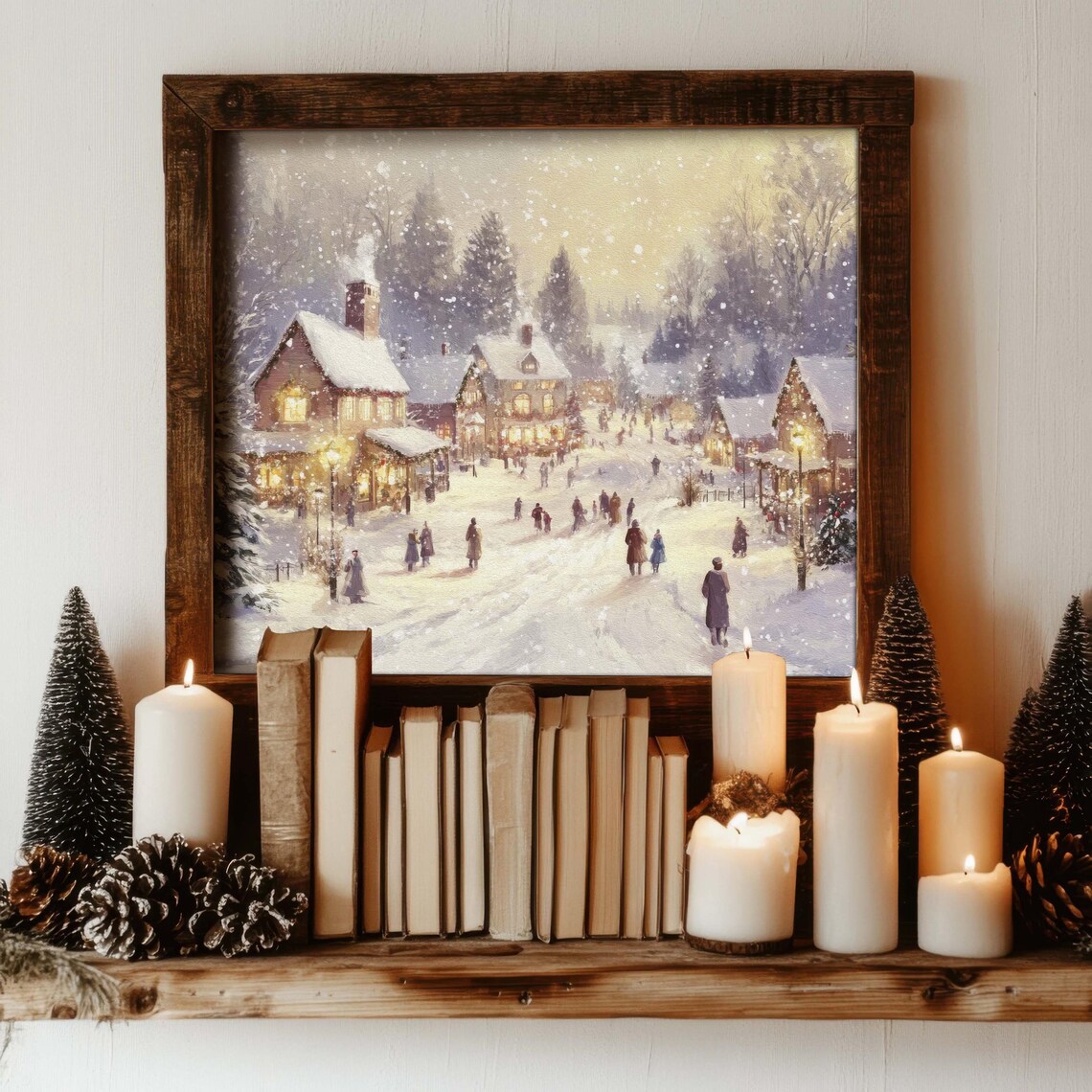 Winter Village, Cozy Vintage Style Cottage Decor - Image 2