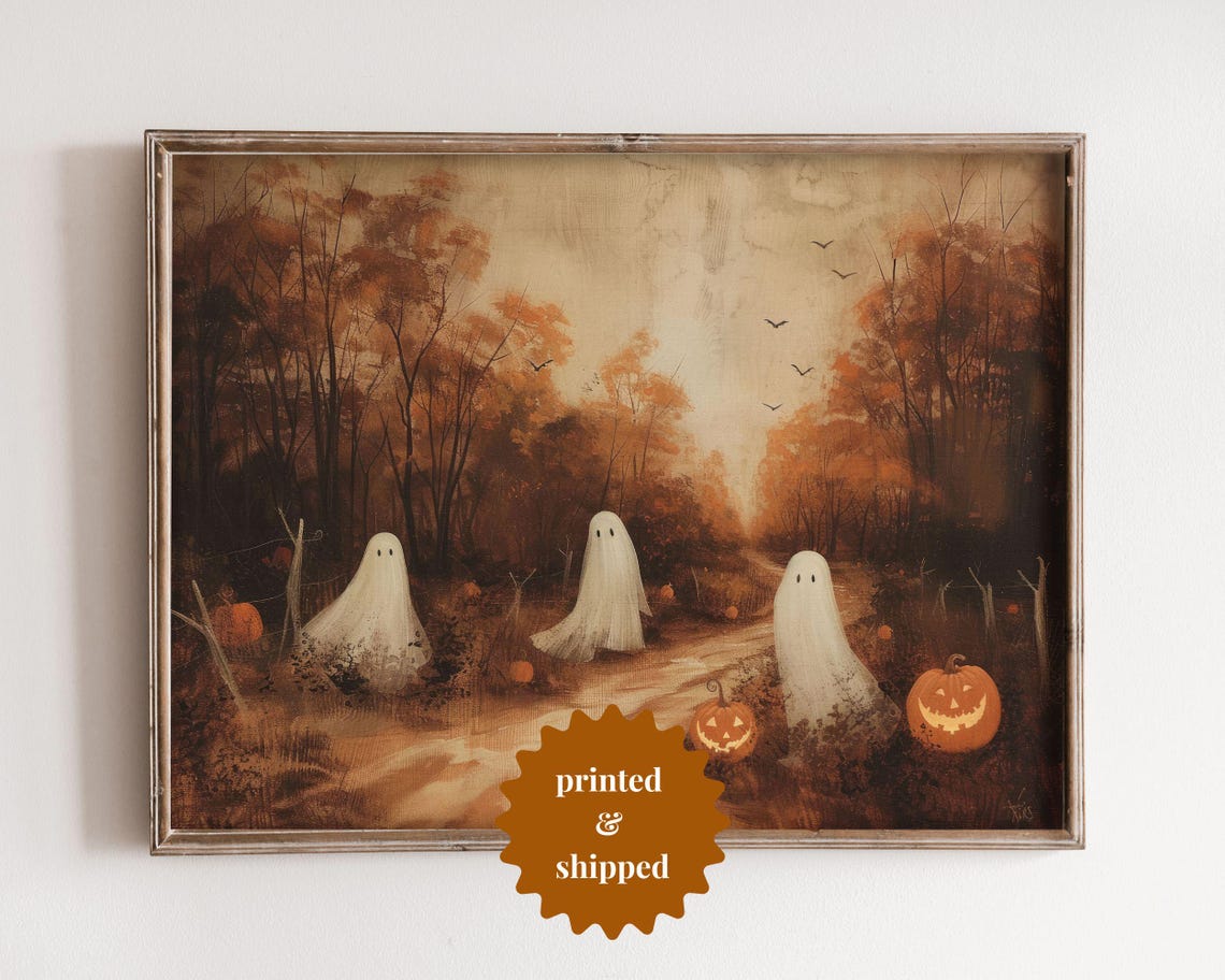 Moody Ghost Painting, Vintage Style Halloween Art Print