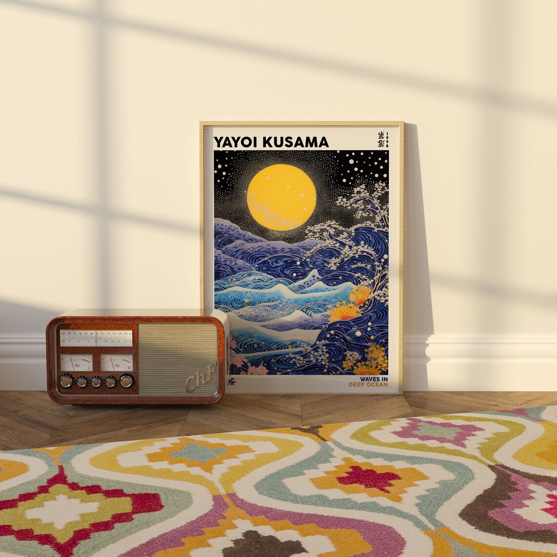 Yayoi Kusama Blue Waves In Deep Ocean Moonlight Japanese Poster - Image 2