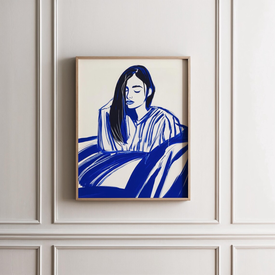 Serene Woman Portrait, Abstract Minimalist Bedroom Art - Image 3