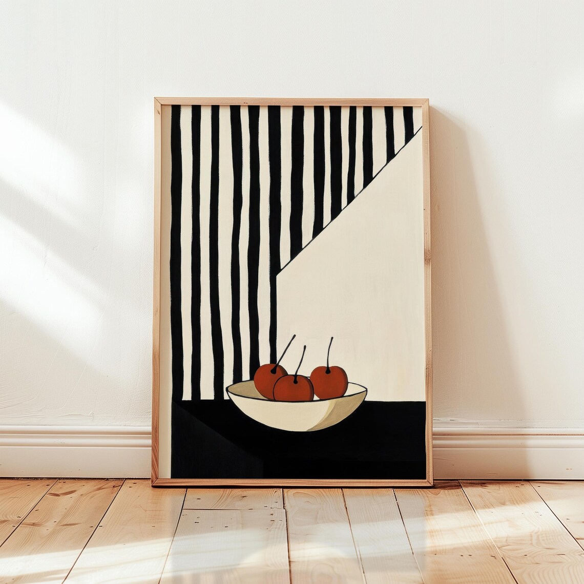 Bold Cherries Still Life, Modern Graphic Art Print