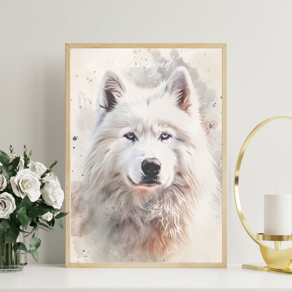 Samoyed Watercolor Dog Portrait Poster for Dog Lovers Gift Decor - Image 3