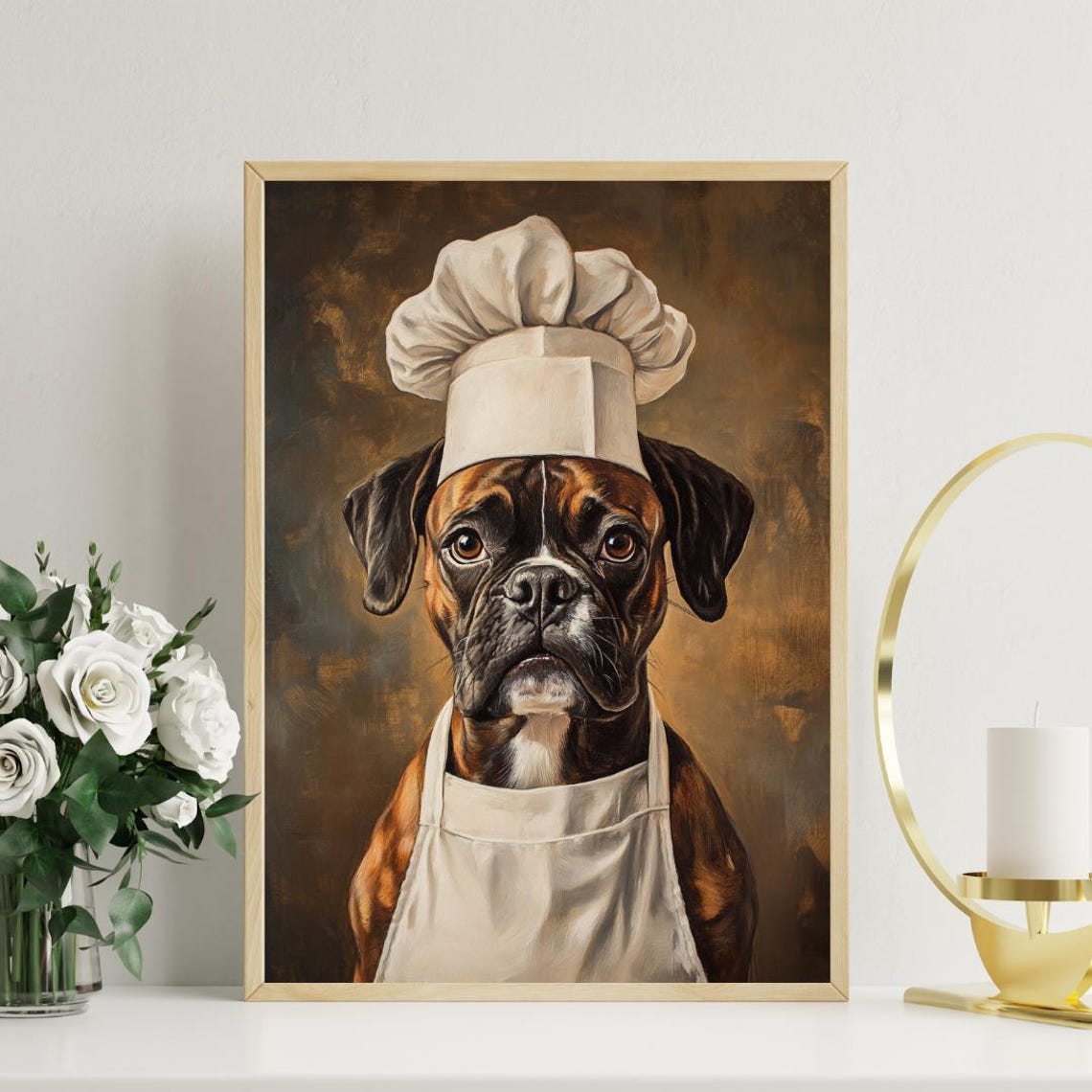 Boxer Dog Chef Portrait Poster Funny Kitchen Wall Decor Pet Lover Gift - Image 3
