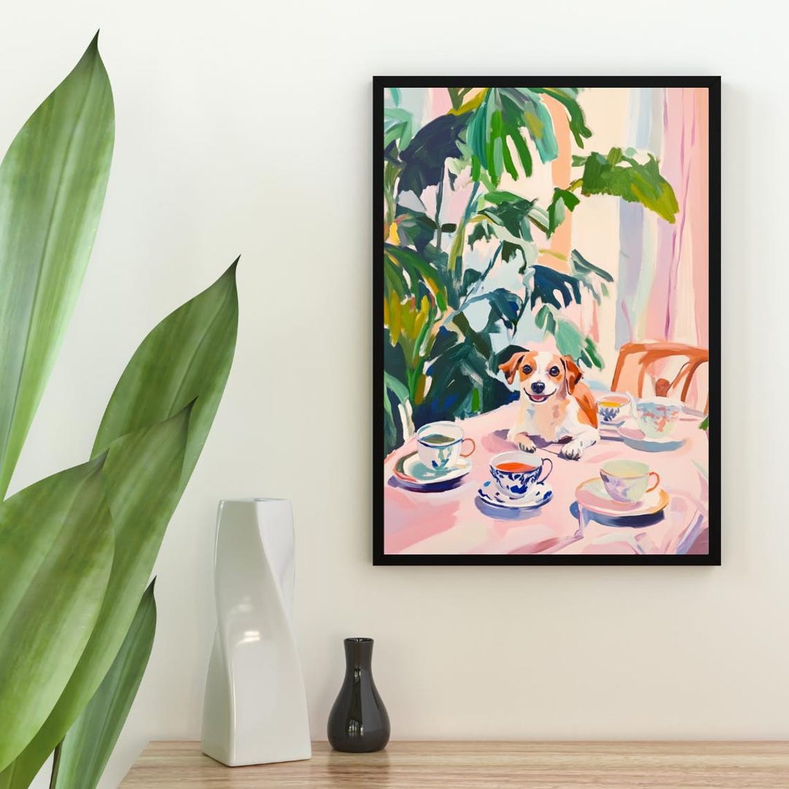 Russell Terrier Dog Tea Party Small Smiling Puppy Cute Pet Poster - Image 2