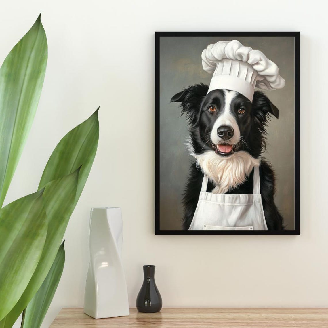 Border Collie Chef Dog Portrait Poster Funny Kitchen Decor Pet Gift - Image 2
