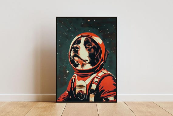 Bernese Mountain Dog Astronaut Poster Bernese Mountain Dog Retro Print Bernese Mountain Dog Portrait Funny Dog Poster Andy Warhol Art
