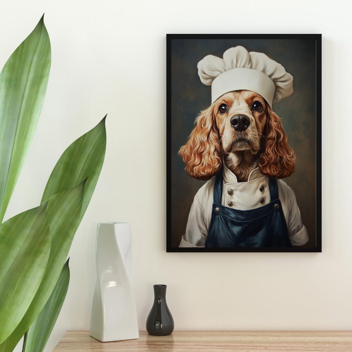 English Cocker Spaniel In Chefs Hat Poster Pet Poster Cocker Spaniel In Apron Print Funny Dog Wall Art Cocker Spaniel Portrait Kitchen - Image 2