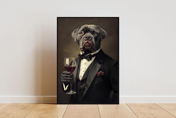 Cane Corso In Tuxedo Poster Cane Corso In Suit Print Dog Wall Art Cane Corso Portrait Dog Living Room Poster Funny Cane Corso Art Pet