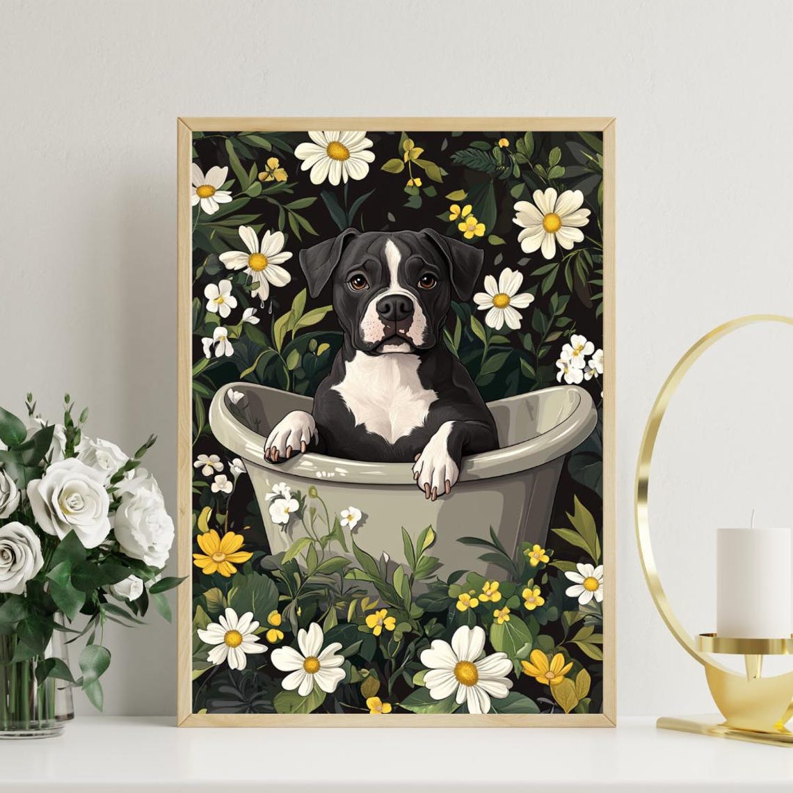 Staffordshire Bull Terrier In Bathtub Poster Funny Dog Poster Staffy Bathroom Print Staffy Bath Poster Pet Poster Dog Bathroom Wall Art - Image 3