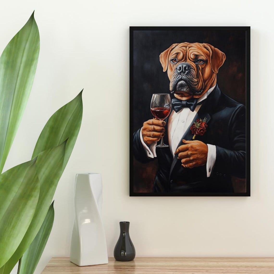 Bullmastiff In Tuxedo Poster Pet Poster Bullmastiff In Suit Print Bullmastiff Portrait Dog Living Room Poster Funny Bullmastiff Art - Image 2