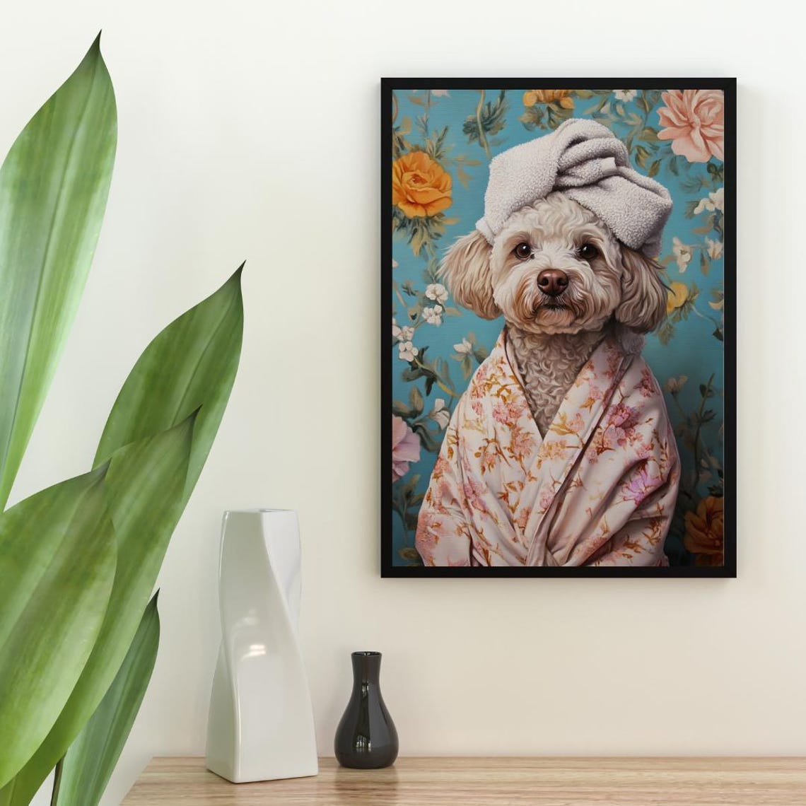 Lagotto Romagnolo In Bathrobe Poster Dog Poster Lagotto Romagnolo Bathroom Print Lagotto Romagnolo Portrait Pet Dog Bathroom Poster - Image 2
