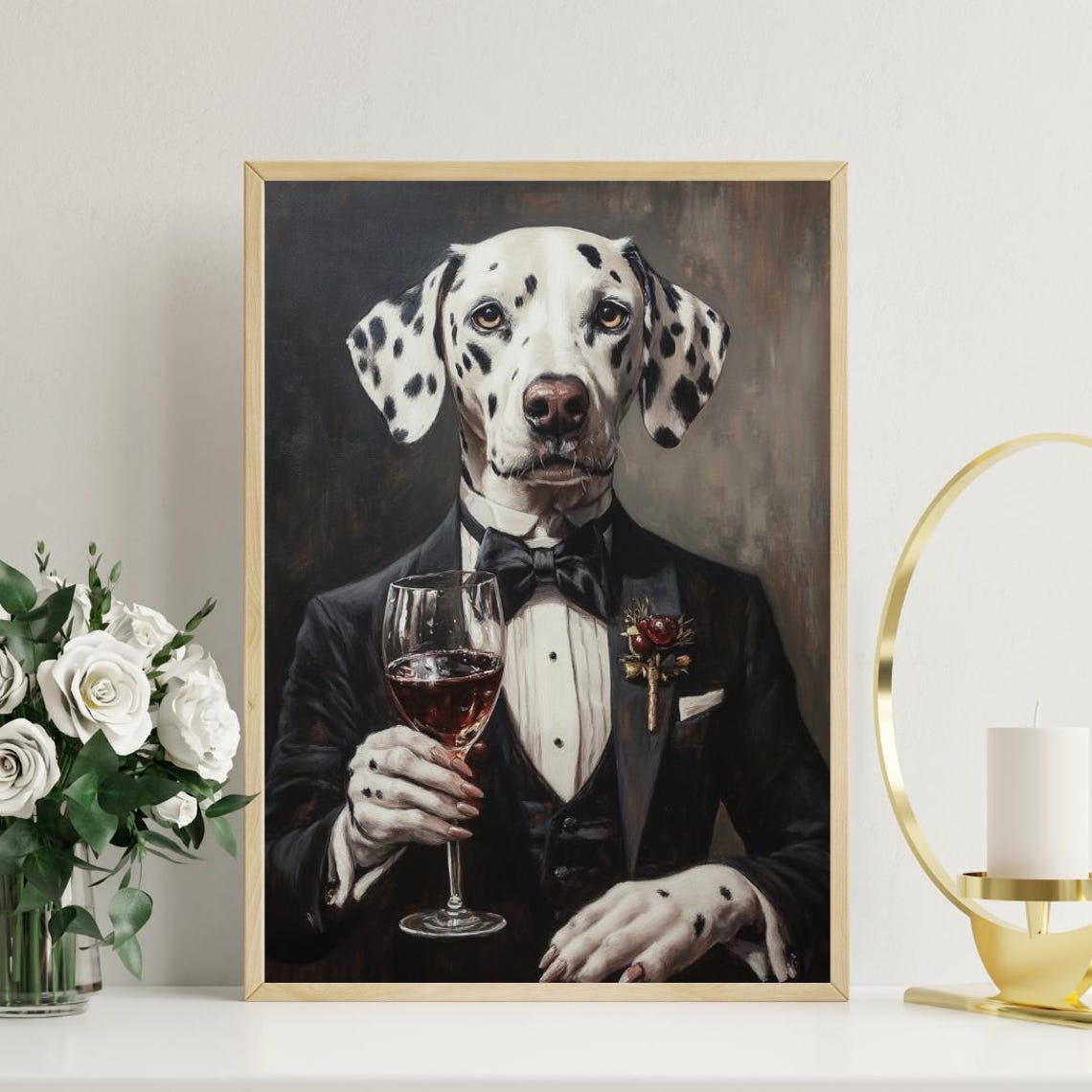 Dalmatian In Tuxedo Poster Pet Poster Dalmatian In Suit Print Dog Dalmatian Portrait Dog Living Room Poster Funny Dalmatian Art Pet - Image 3
