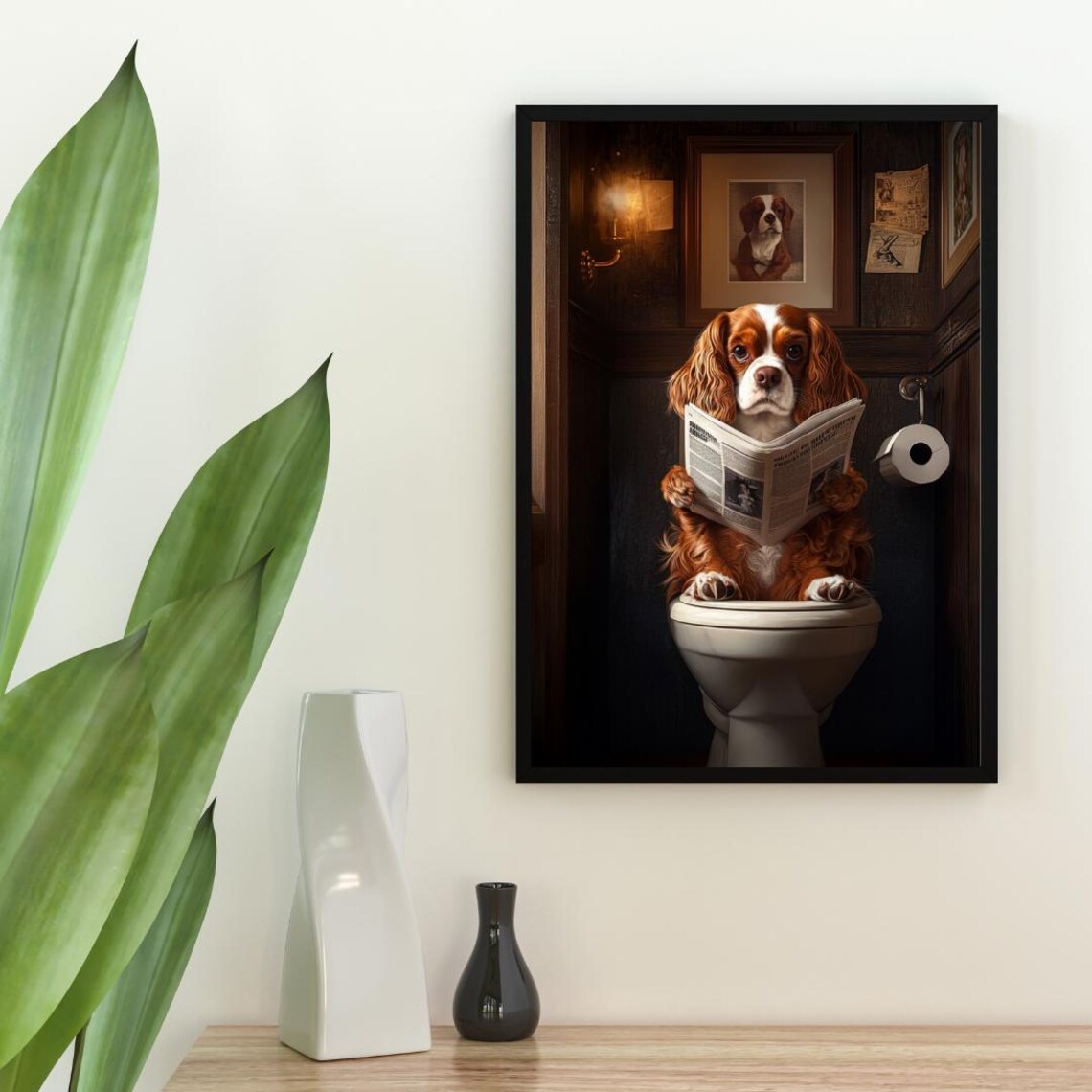 Cavalier King Charles Spaniel Toilet Bathroom Wall Art Print - Image 2